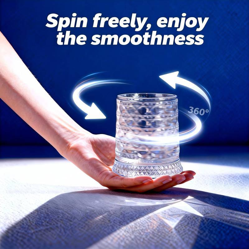 * Luxury Crystal Tumbler, Star-Cut Rotating Whiskey Glass, Elegant Drinking Experience