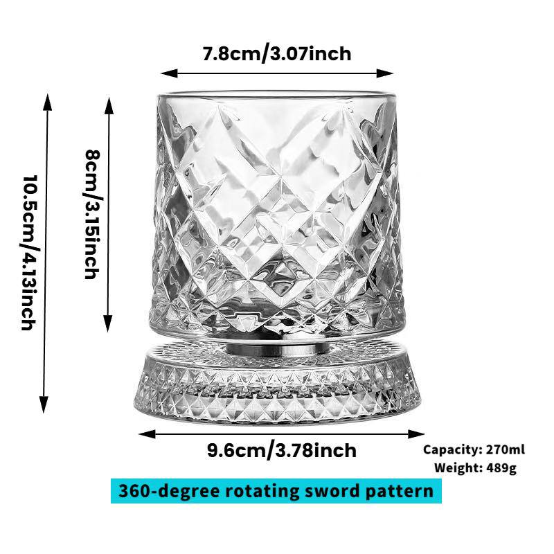 * Luxury Crystal Tumbler, Star-Cut Rotating Whiskey Glass, Elegant Drinking Experience